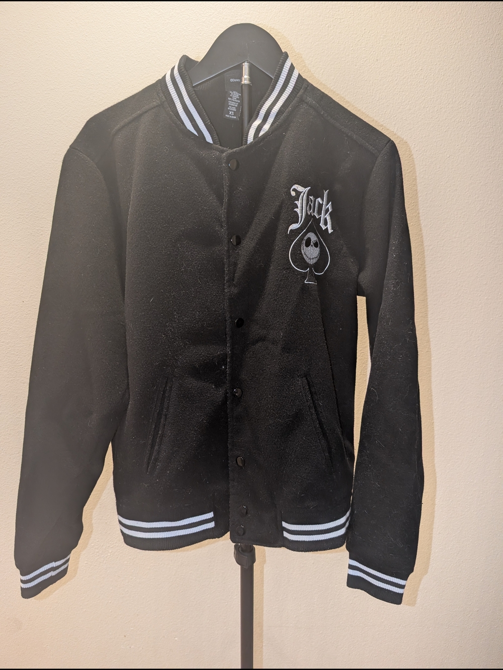 Disney Black and White Striped Collar Bomber